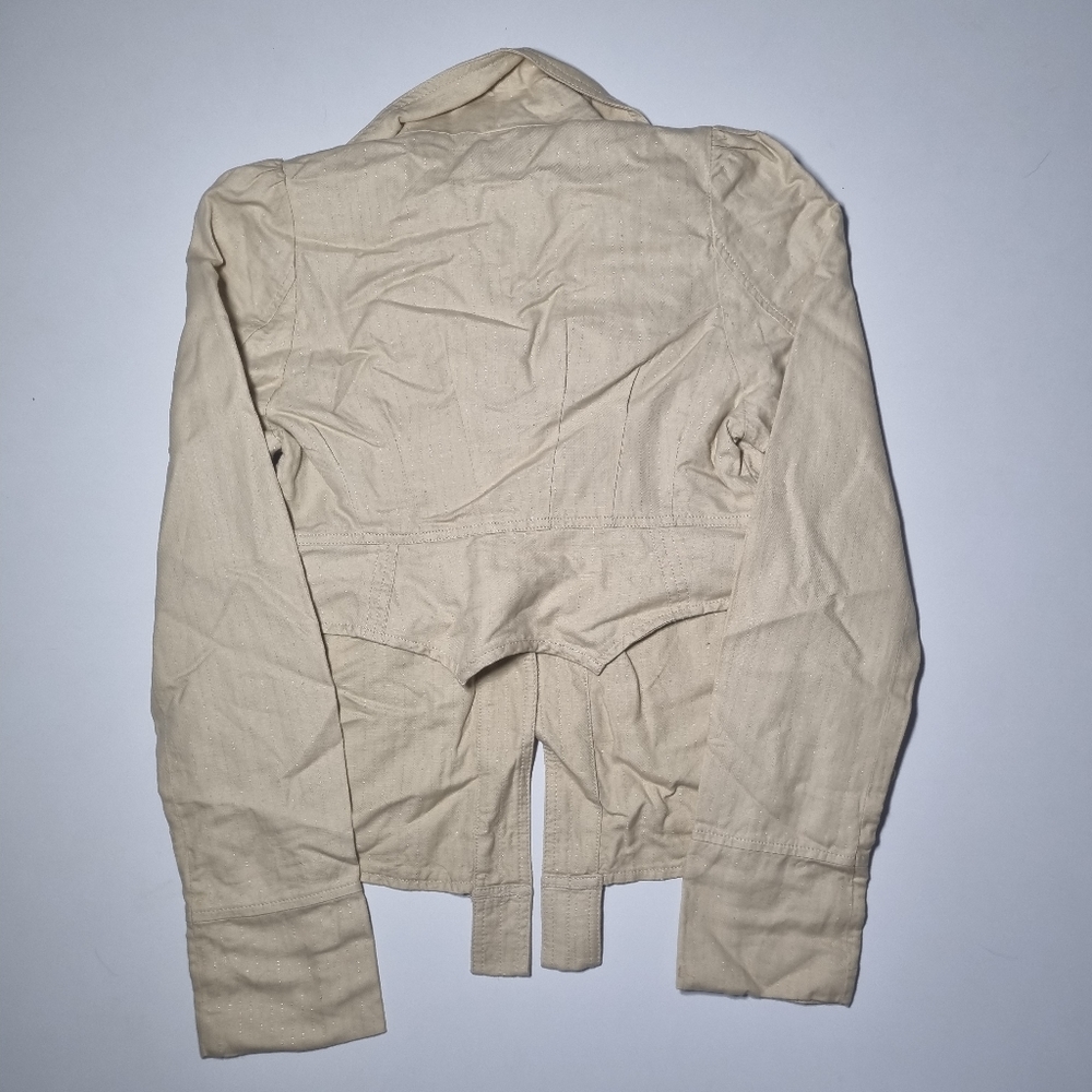 Diesel Womens Bomber Jacket Small UK 8 Creame Designer Biker Vintage Sparkles. - Picture 5 of 9